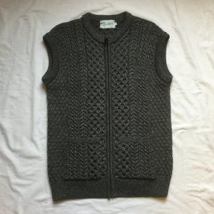Aran Sweater Vest 100% Wool Large
